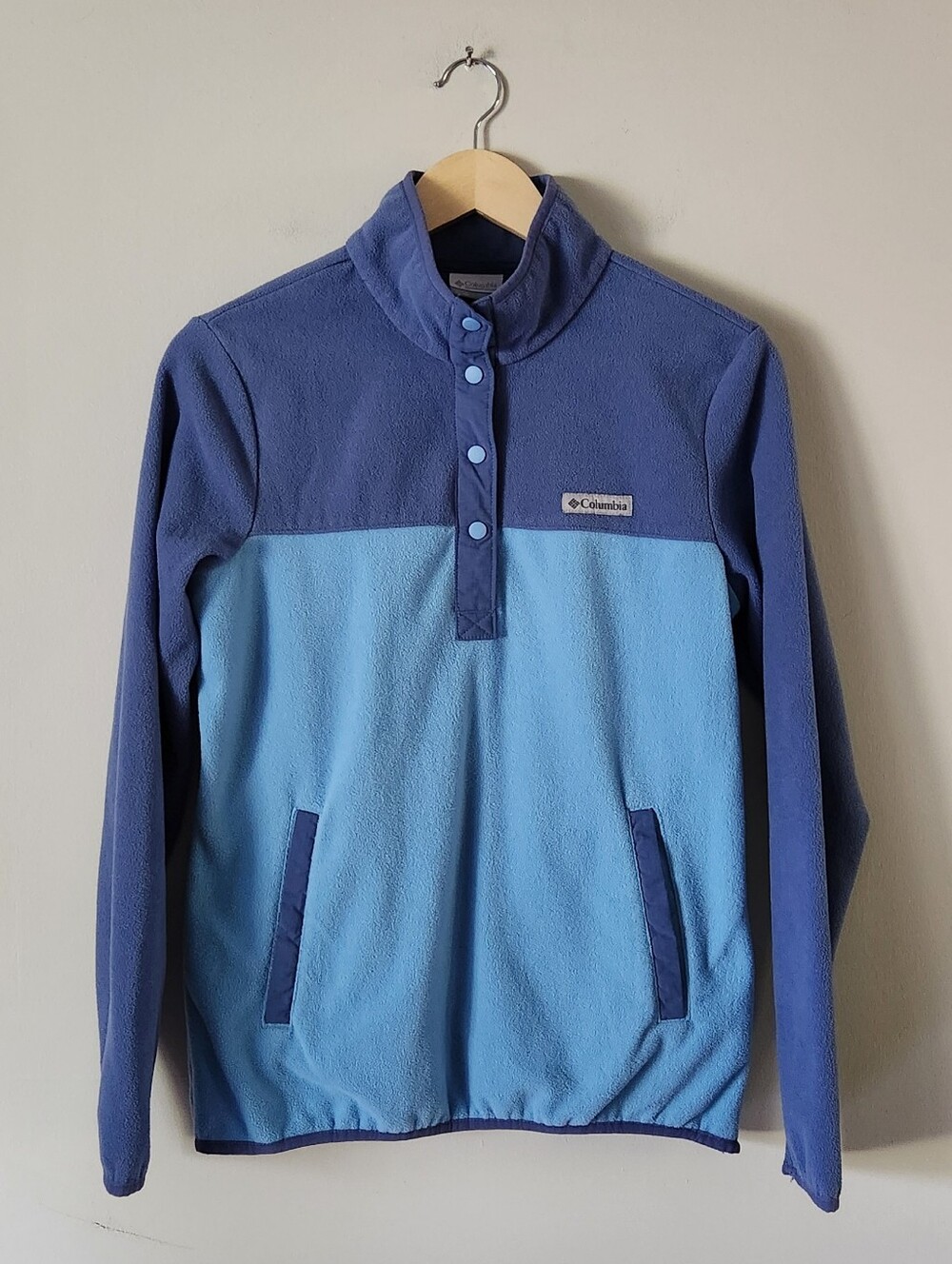 Columbia Two-Tone Blue Snap Pullover Fleece Sz S